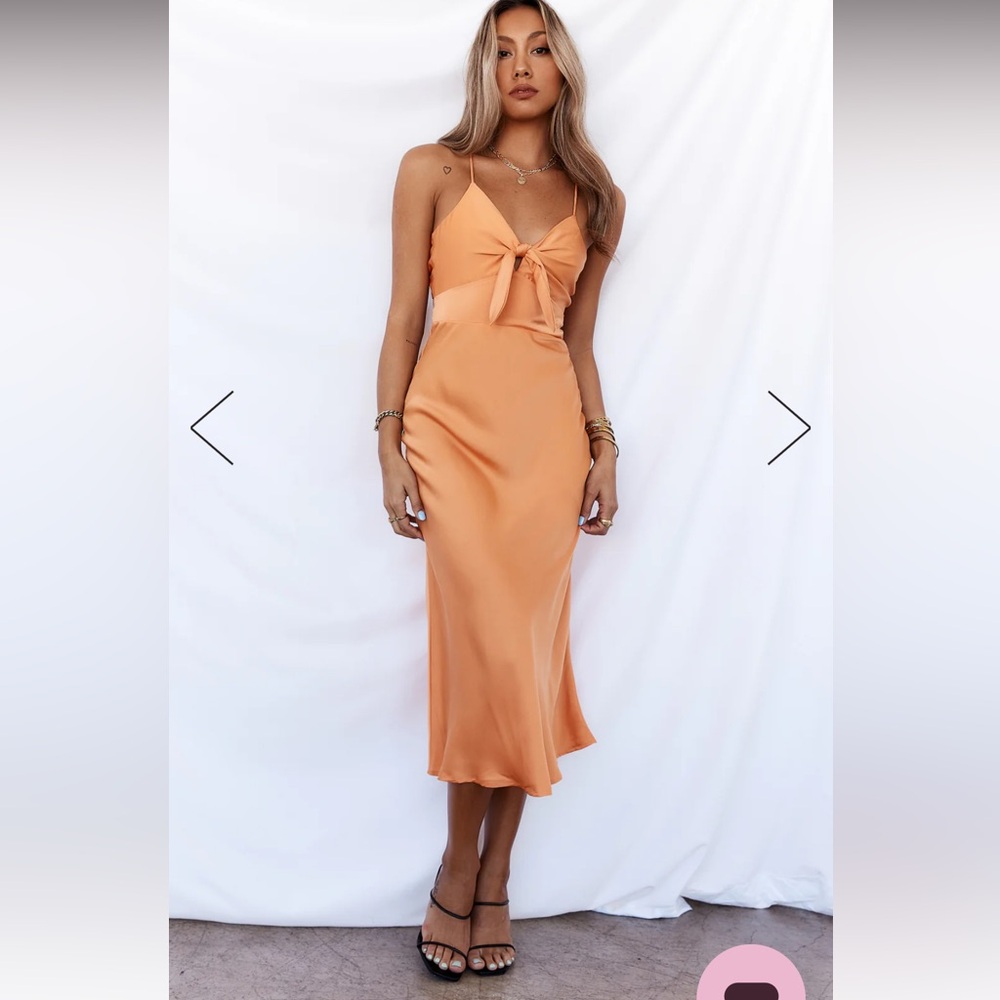 Hello Molly Orange Tie-Front Midi Dress